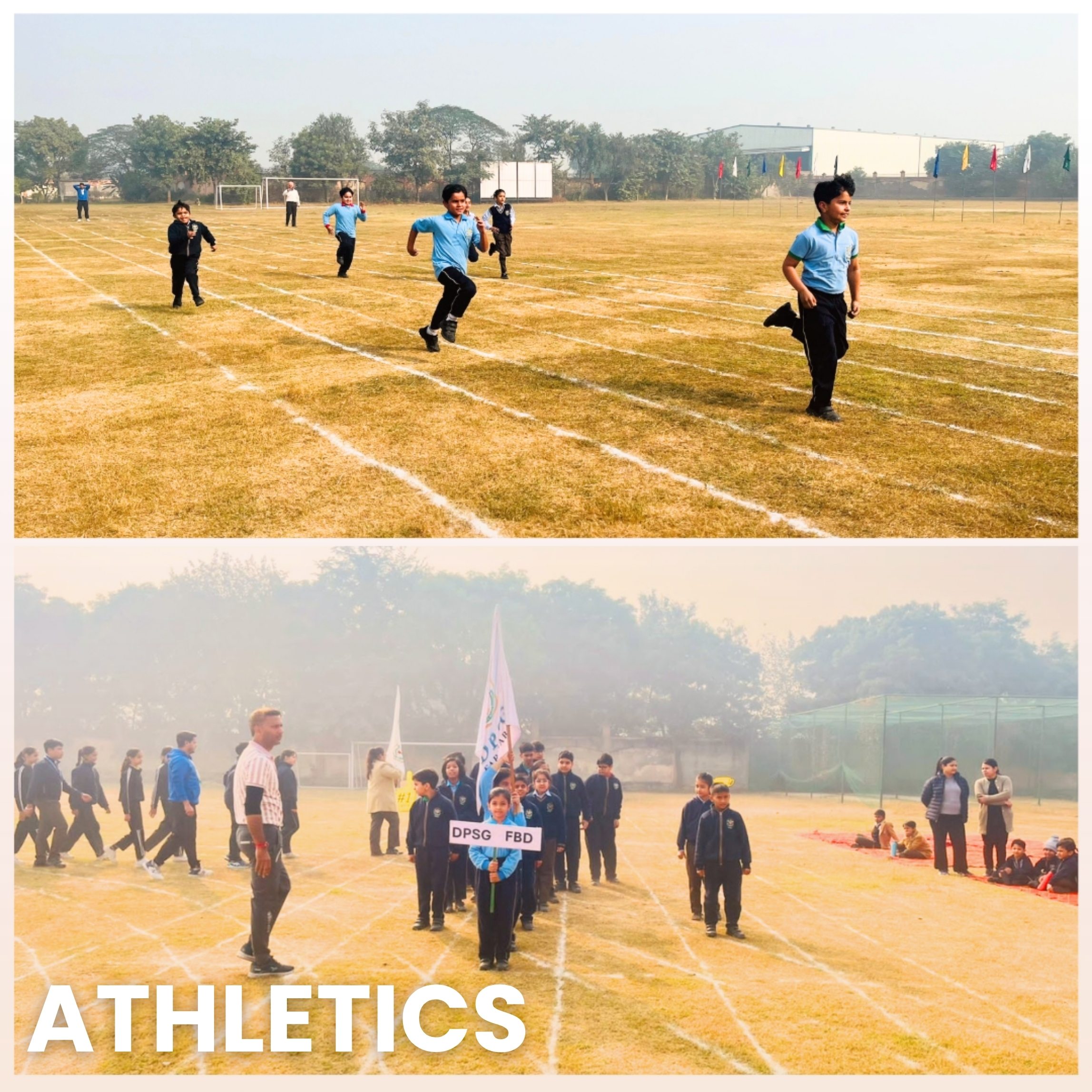 DPSG Faridabad students practicing athletics and games during sports hour