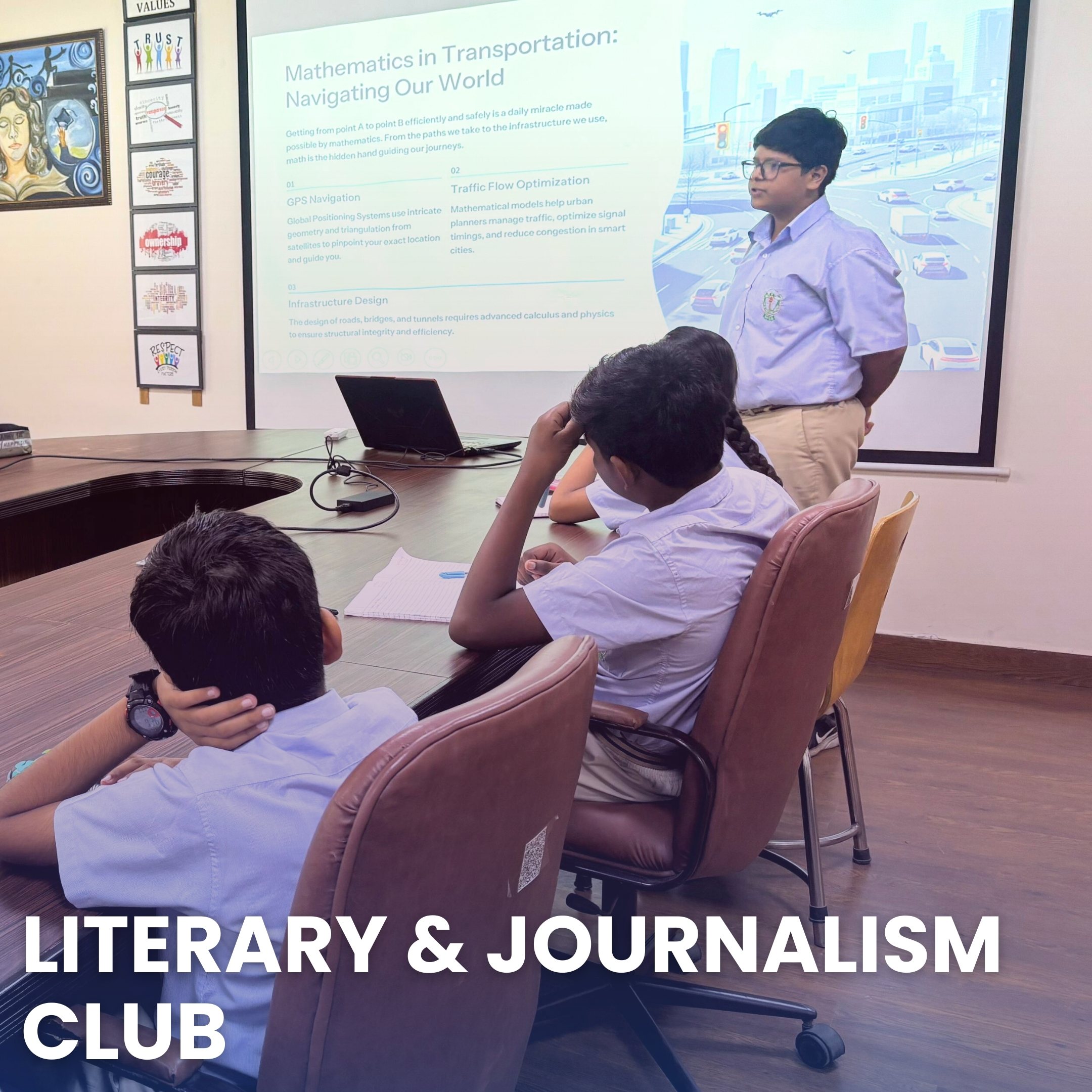 Students participating in Literary and Journalism club activities at DPSG Faridabad